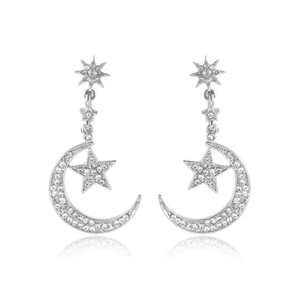 Star and Moon Drop Earrings