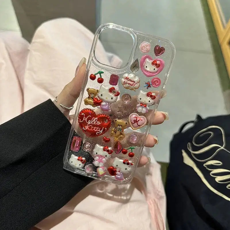 Hello Kitty Clear Teddy Multicharm Phone Cases